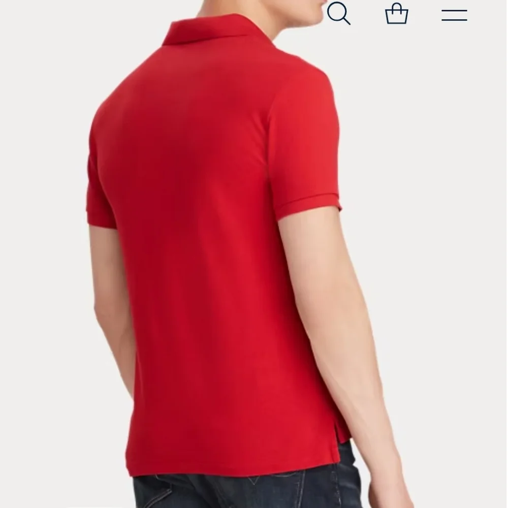 Polo by Ralph Lauren Red Classic Fit Bear Wearing Flag Sweater Short Sleeve Polo
